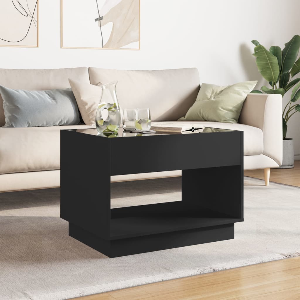 Couchtisch mit Infinity-LED Schwarz 70x50x50 cm