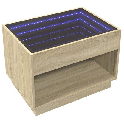 Couchtisch mit Infinity-LED Sonoma-Eiche 70x50x50 cm