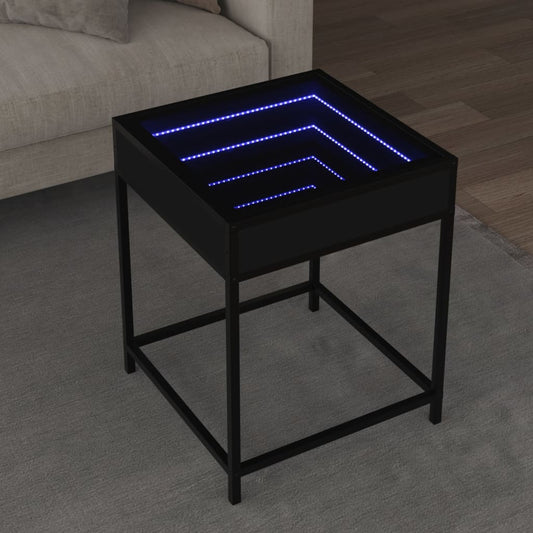 Couchtisch mit Infinity-LED Schwarz 40x40x51 cm