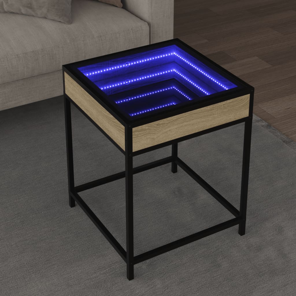 Couchtisch mit Infinity-LED Sonoma-Eiche 40x40x51 cm