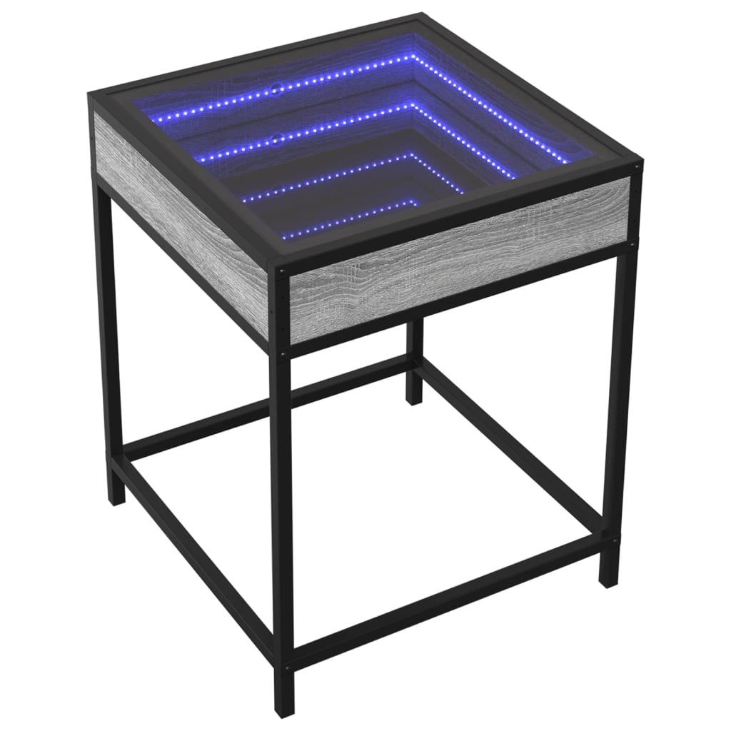 Couchtisch mit Infinity-LED Grau Sonoma 40x40x51 cm