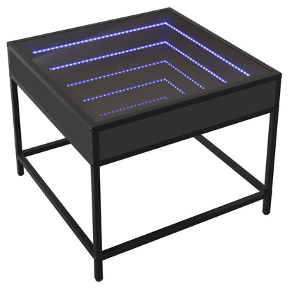 Couchtisch mit Infinity-LED Schwarz 50x50x41 cm