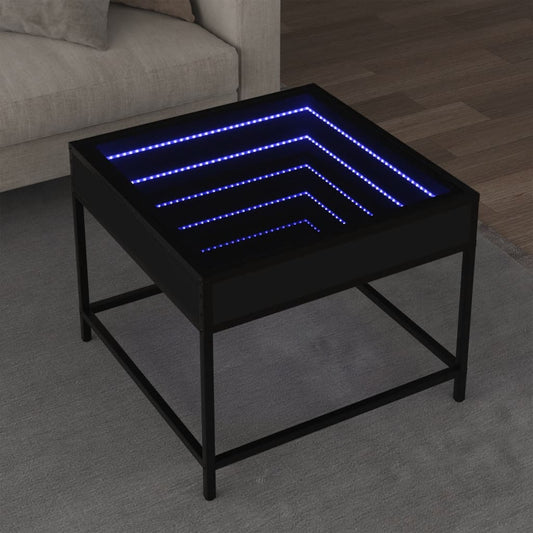 Couchtisch mit Infinity-LED Schwarz 50x50x41 cm