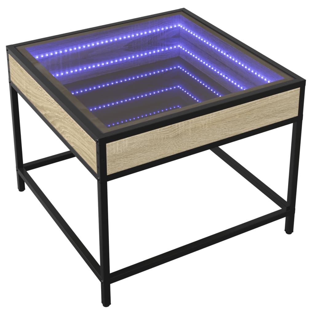 Couchtisch mit Infinity-LED Sonoma-Eiche 50x50x41 cm