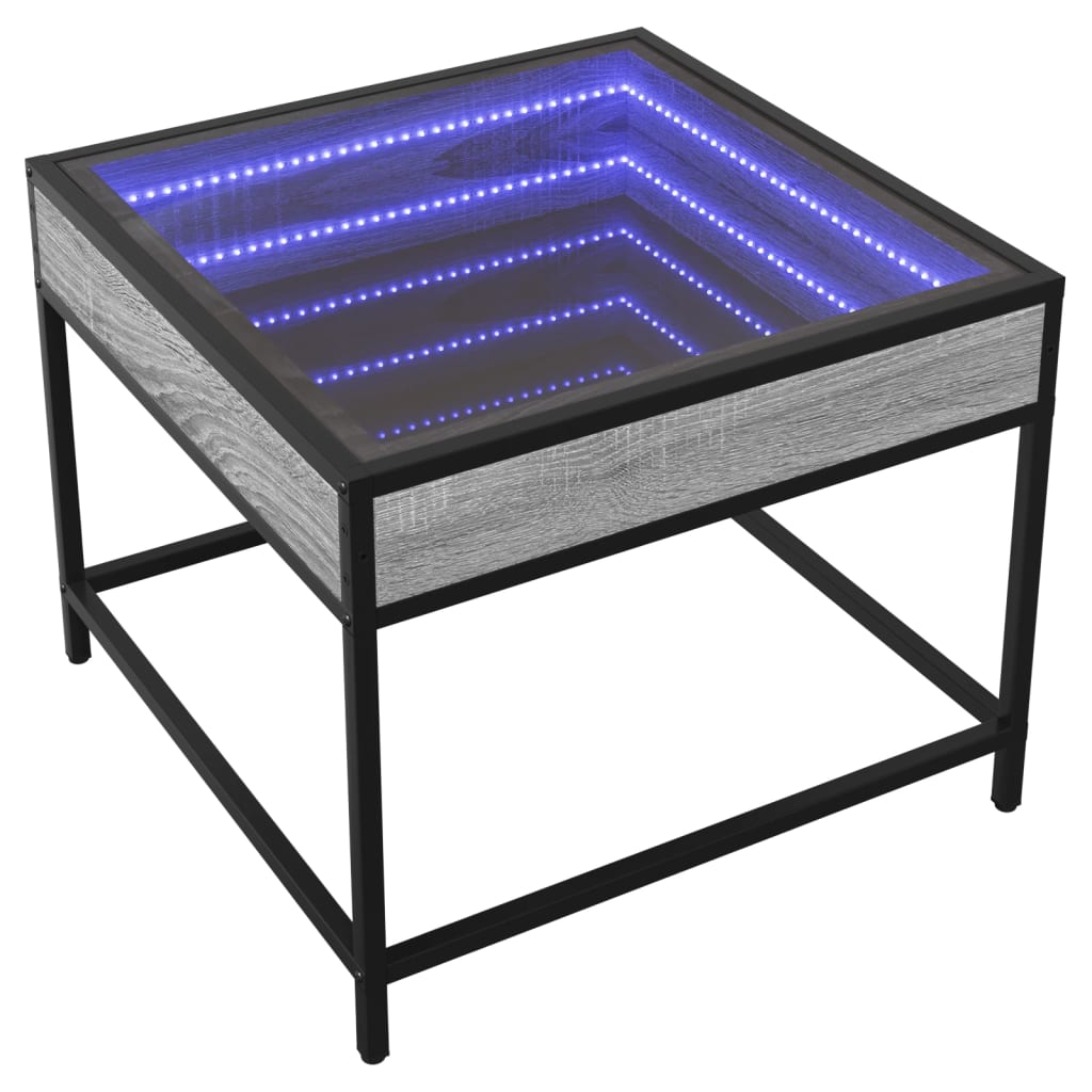 Couchtisch mit Infinity-LED Grau Sonoma 50x50x41 cm