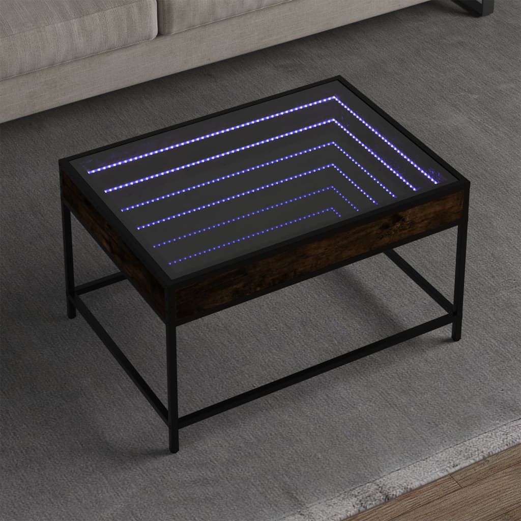 Couchtisch mit Infinity-LED Räuchereiche 70x50x41 cm