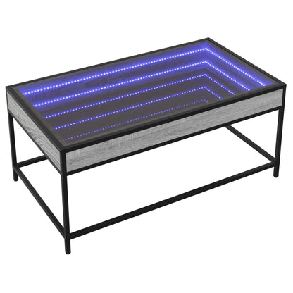 Couchtisch mit Infinity-LED Grau Sonoma 90x50x41 cm