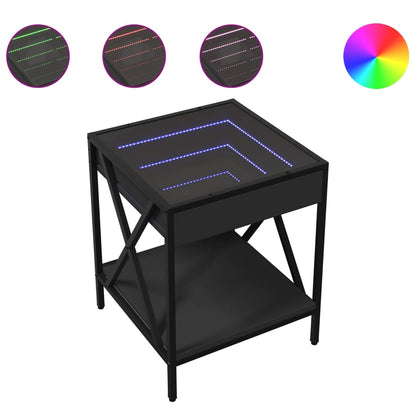 Couchtisch mit Infinity-LED Schwarz 40x40x49 cm