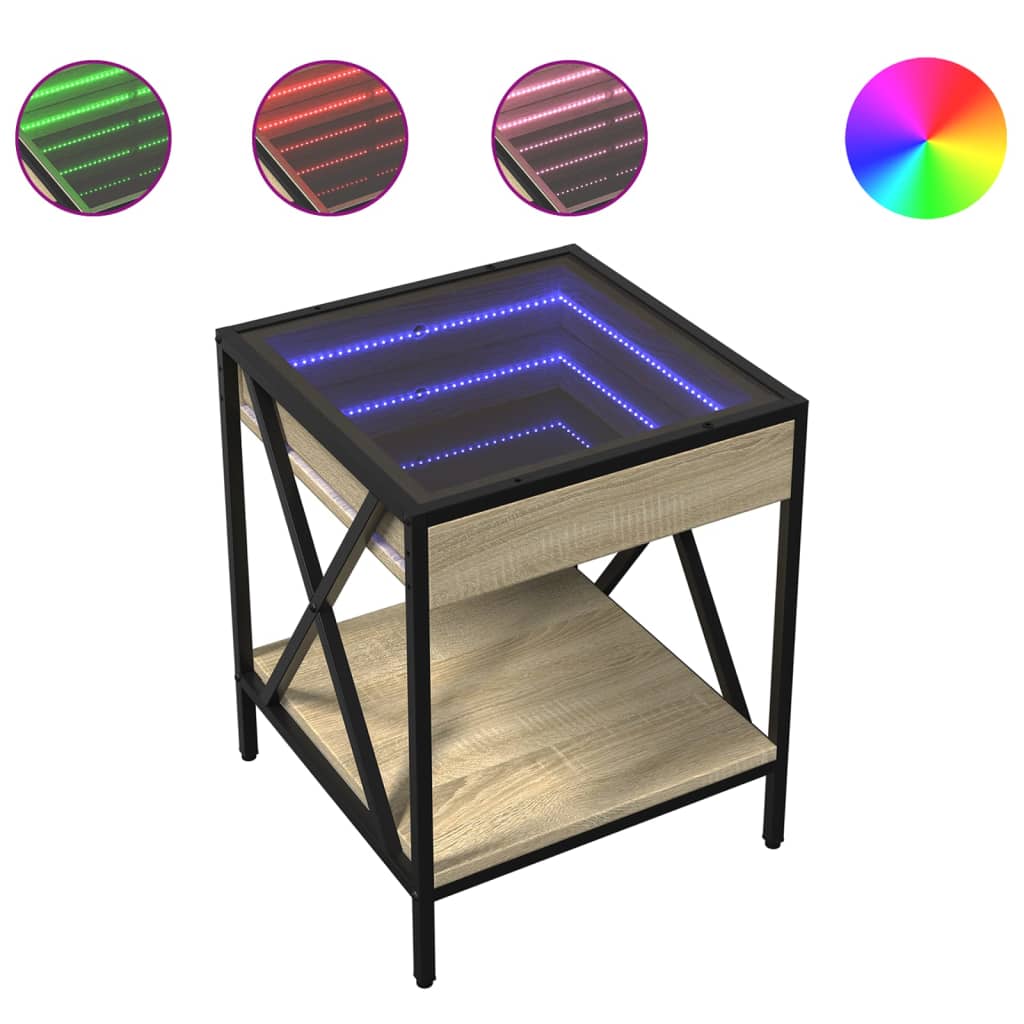 Couchtisch mit Infinity-LED Sonoma-Eiche 40x40x49 cm