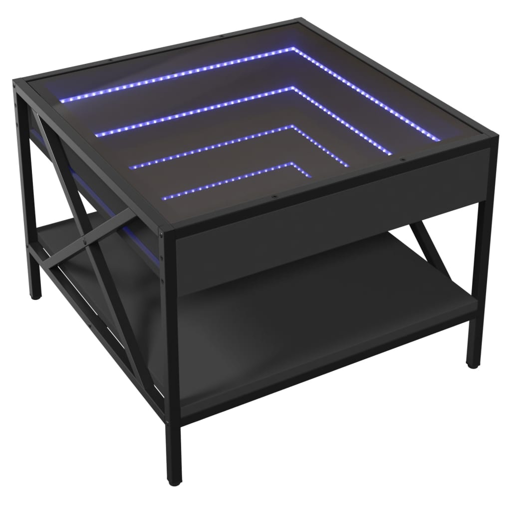 Couchtisch mit Infinity-LED Schwarz 50x50x38 cm