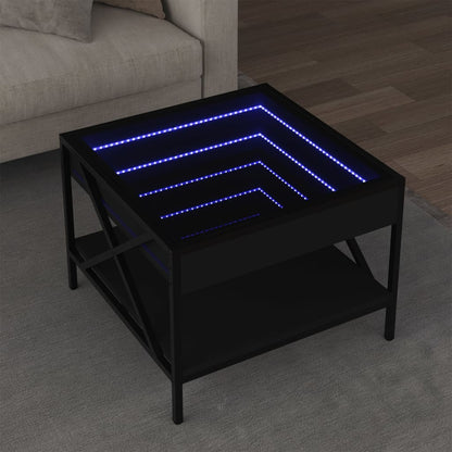 Couchtisch mit Infinity-LED Schwarz 50x50x38 cm