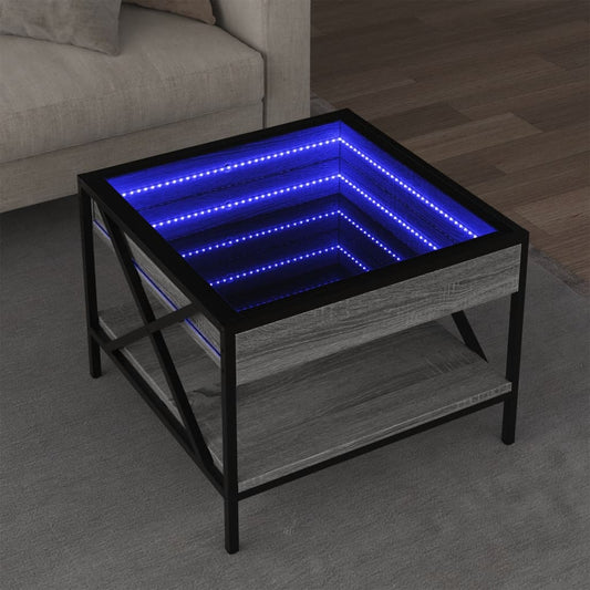 Couchtisch mit Infinity-LED Grau Sonoma 50x50x38 cm