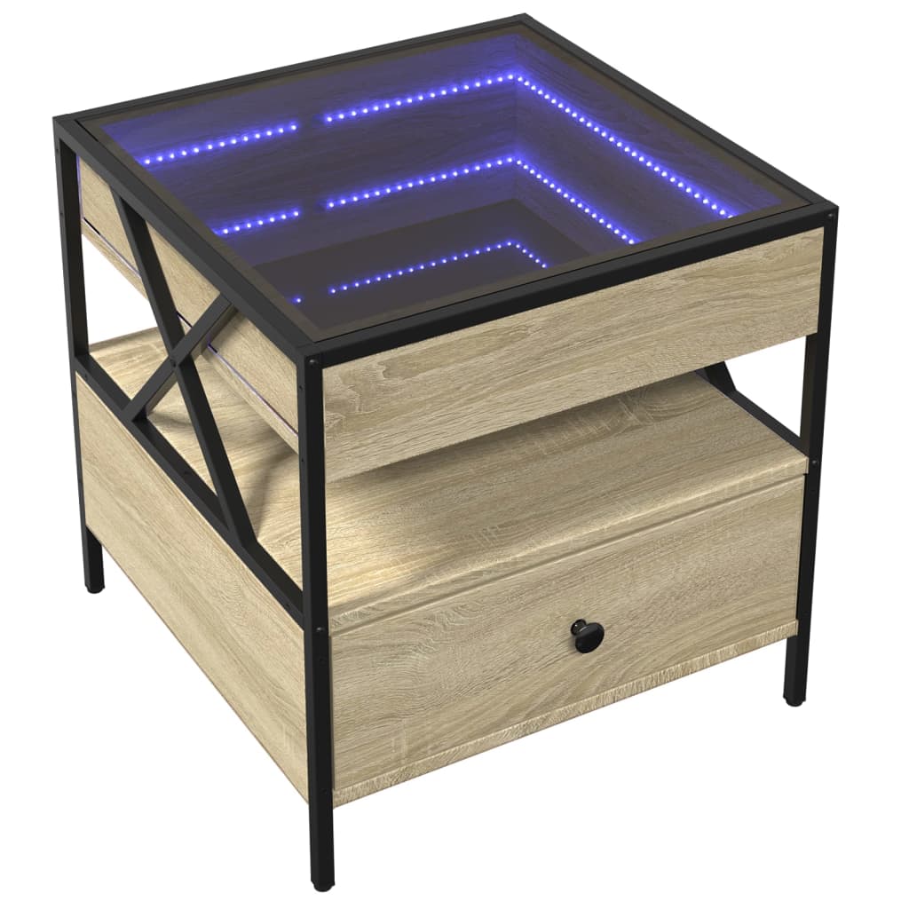 Couchtisch mit Infinity-LED Sonoma-Eiche 50x50x51 cm