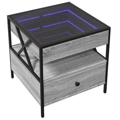 Couchtisch mit Infinity-LED Grau Sonoma 50x50x51 cm