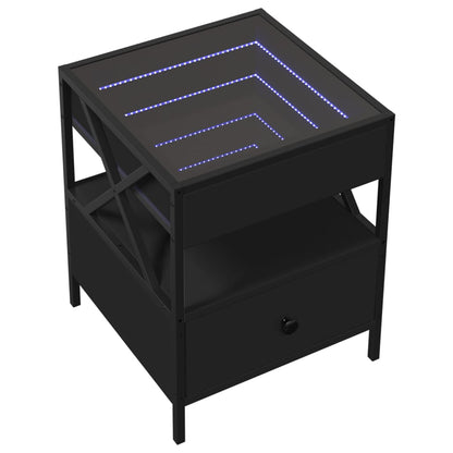 Couchtisch mit Infinity-LED Schwarz 40x40x51 cm