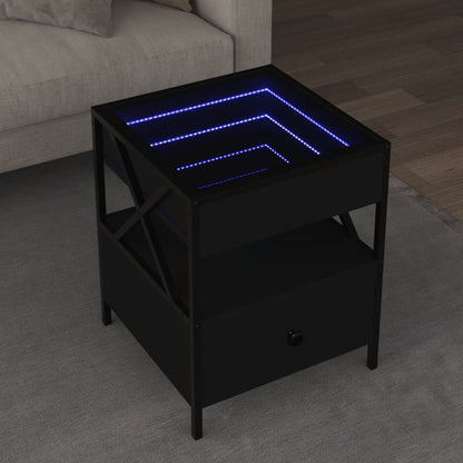 Couchtisch mit Infinity-LED Schwarz 40x40x51 cm