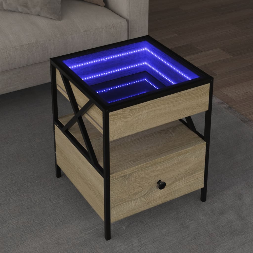 Couchtisch mit Infinity-LED Sonoma-Eiche 40x40x51 cm