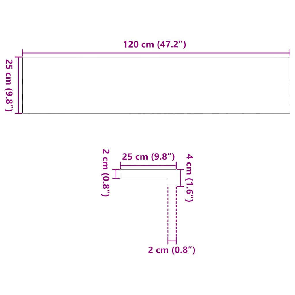 Treppenstufen 4 Stk. Unbehandelt 120x25x2 cm Massivholz Eiche