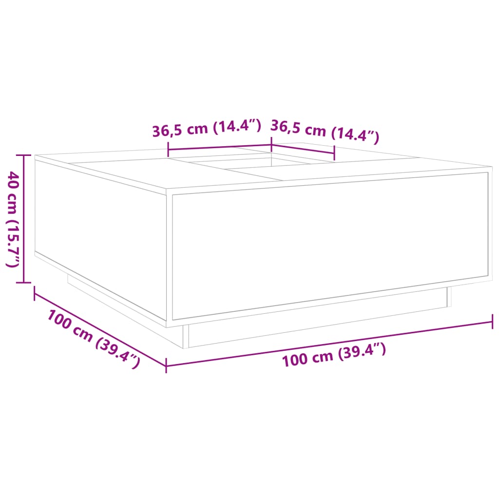 Couchtisch Schwarz 100x100x40 cm Holzwerkstoff