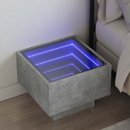 Nachttisch mit Infinity-LED Betongrau 40x40x30 cm