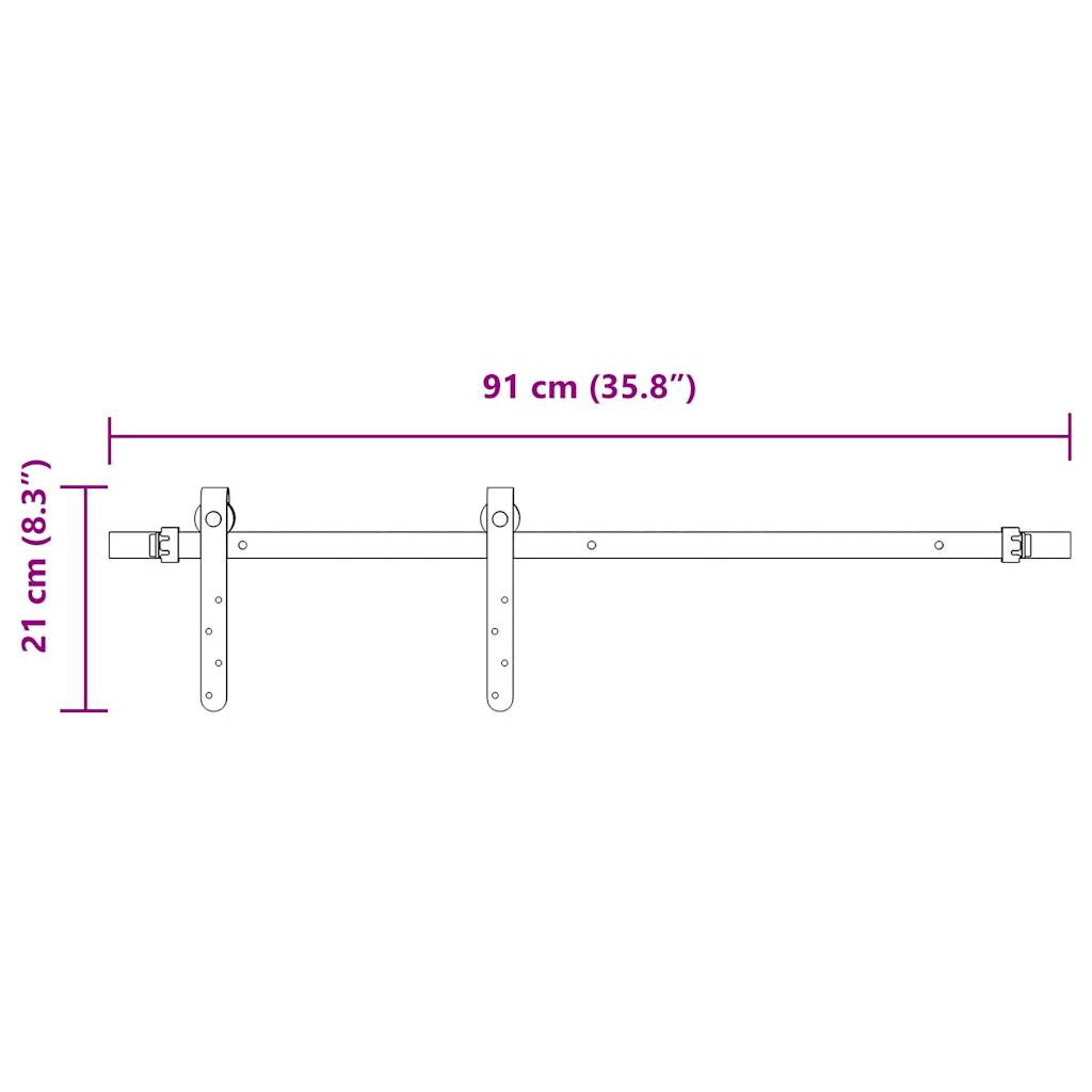 Schiebetürbeschlag Set für Schranktüren 91 cm Karbonstahl