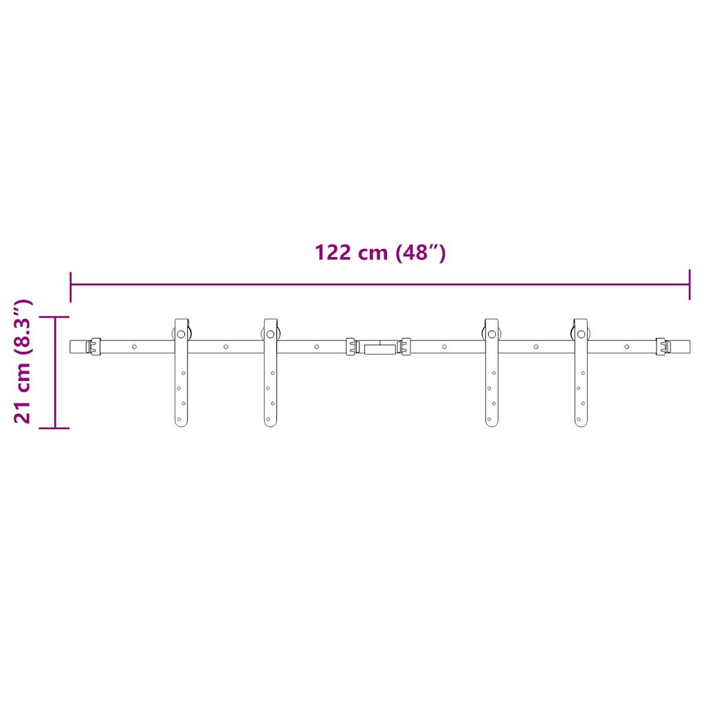 Schiebetürbeschlag Set für Schranktüren 122 cm Karbonstahl