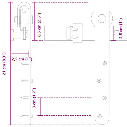 Schiebetürbeschlag Set für Schranktüren 122 cm Karbonstahl