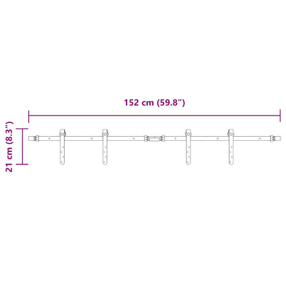 Schiebetürbeschlag Set für Schranktüren 152 cm Karbonstahl