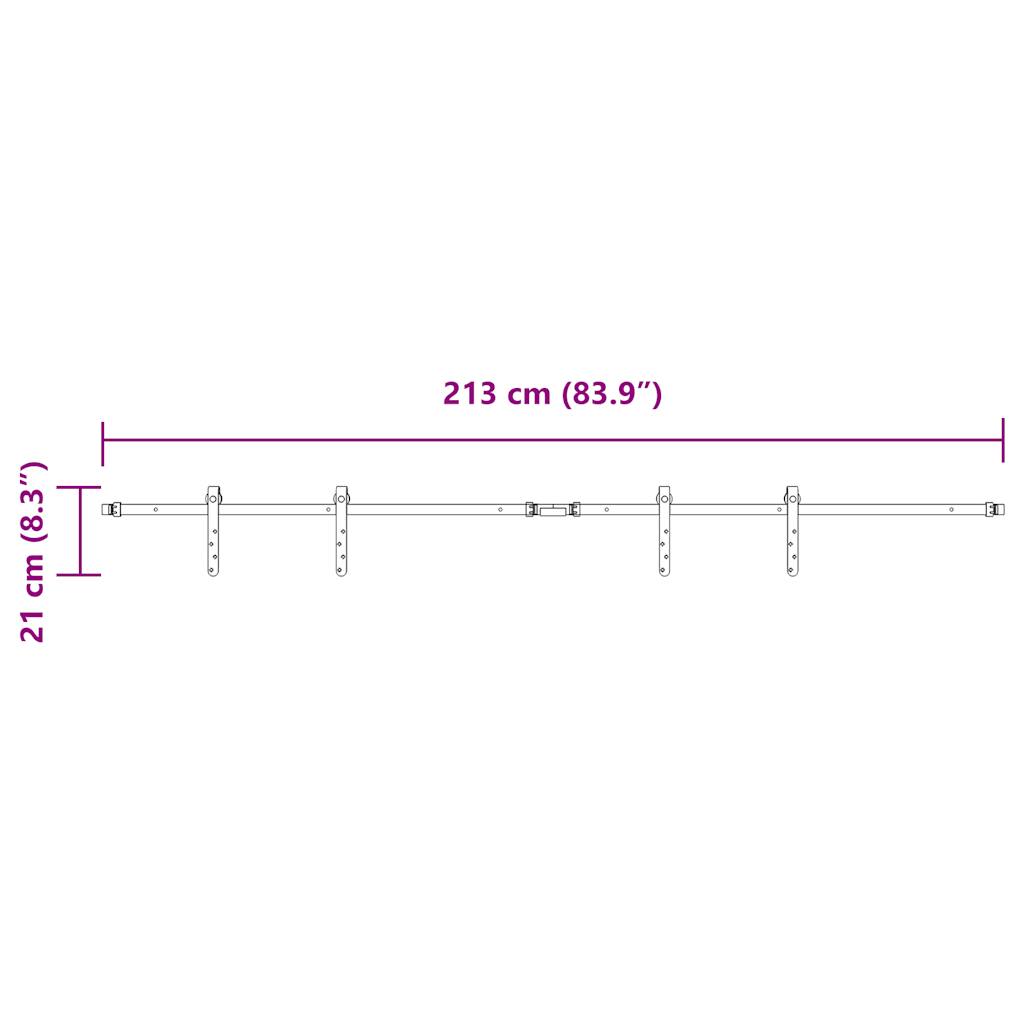 Schiebetürbeschlag Set für Schranktüren 213 cm Karbonstahl