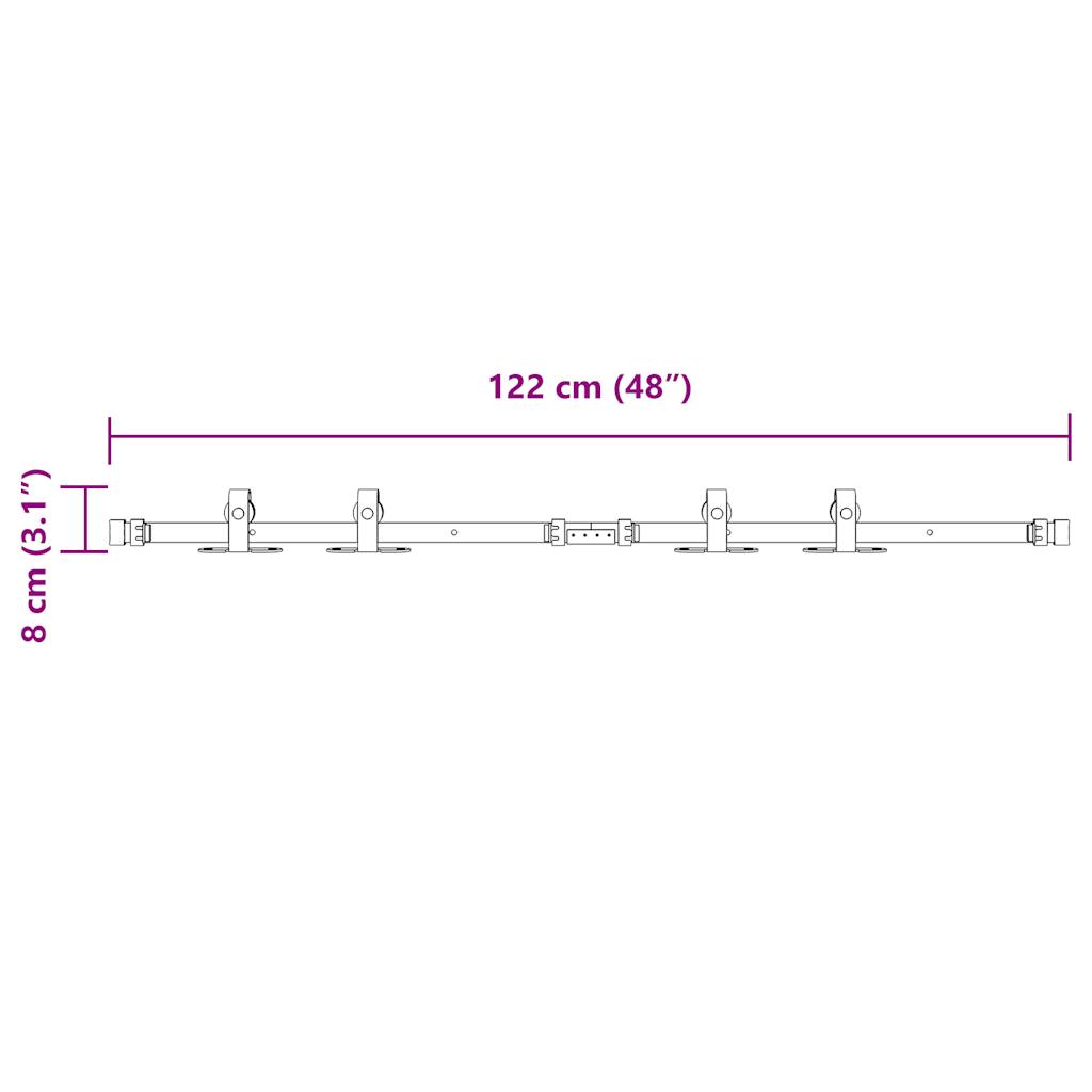 Schiebetürbeschlag Set für Schranktüren 122 cm Karbonstahl