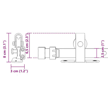 Schiebetürbeschlag Set für Schranktüren 122 cm Karbonstahl