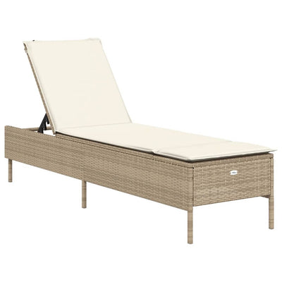 3-tlg. Sonnenliegen-Set mit Auflage Beige Poly Rattan