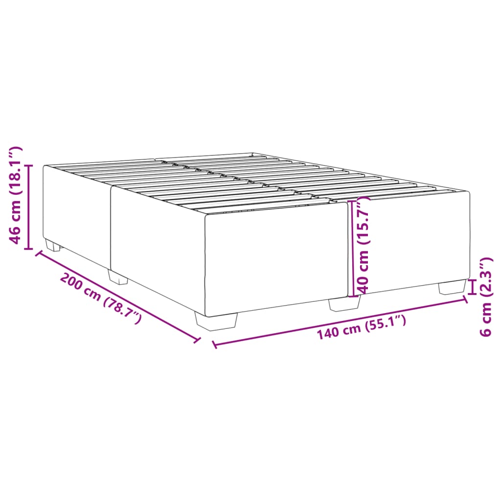 Bettgestell ohne Matratze Hellgrau 140x200 cm Samt