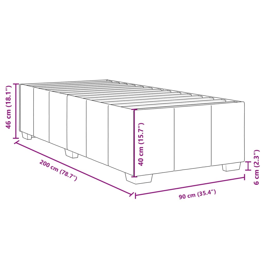 Bettgestell ohne Matratze Dunkelgrau 90x200 cm Stoff