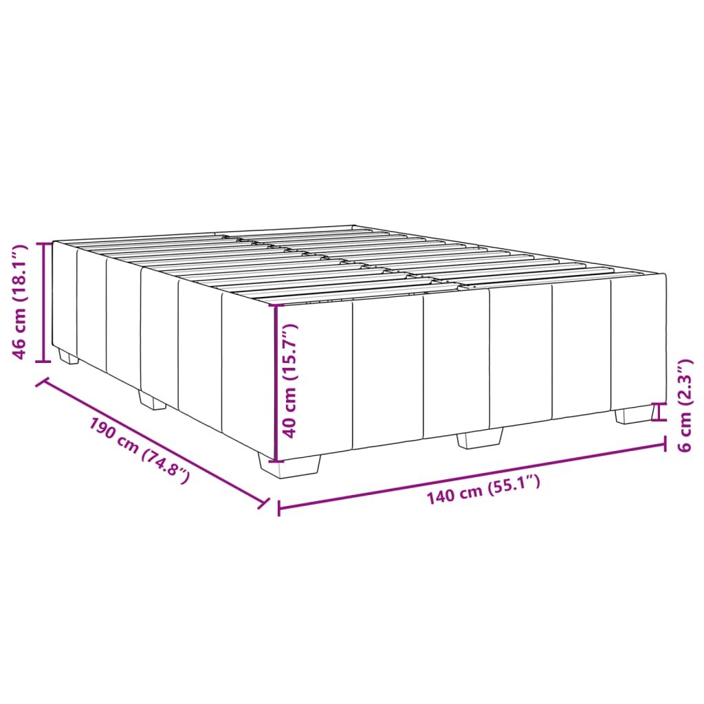 Bettgestell ohne Matratze Hellgrau 140x190 cm Stoff