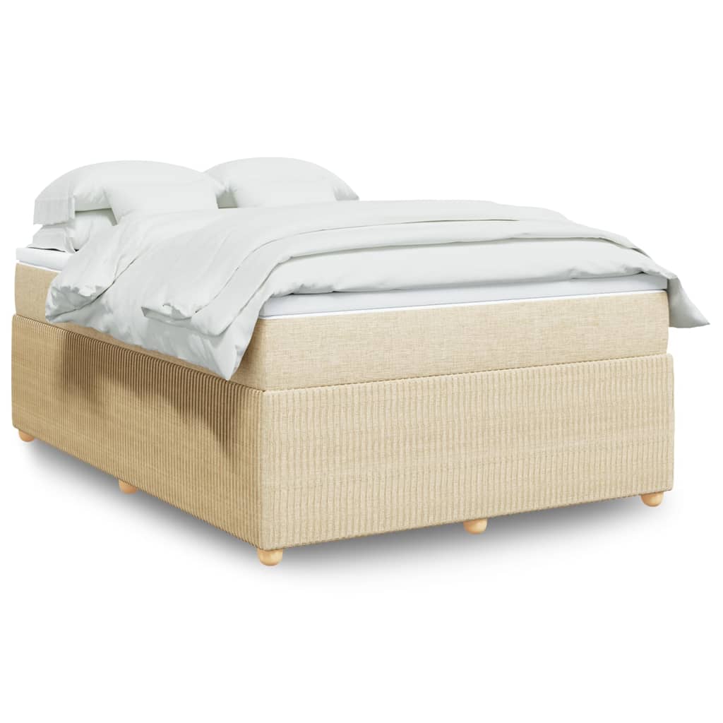 Boxspringbett mit Matratze Creme 160x200 cm Stoff