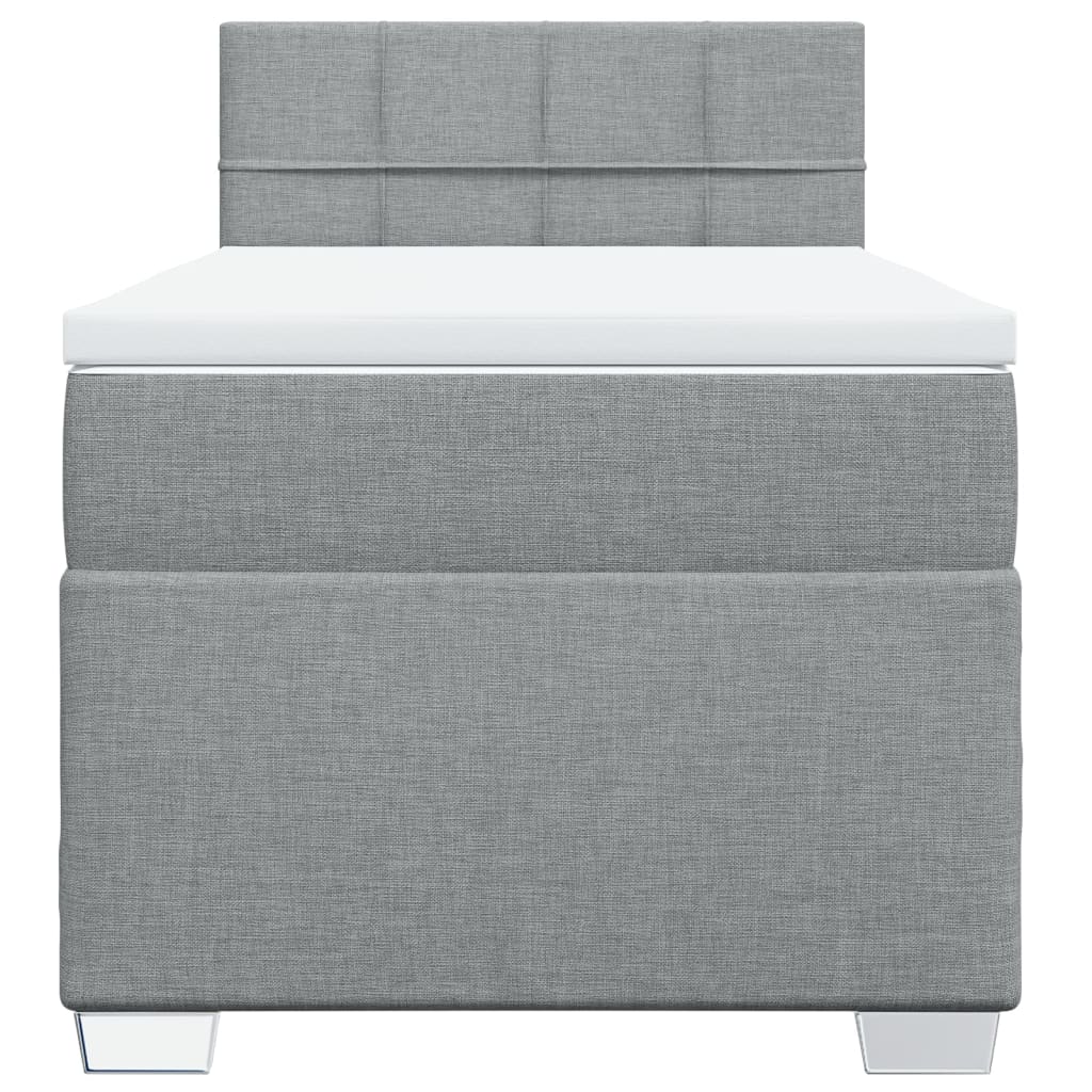 Boxspringbett mit Matratze Hellgrau 90x190 cm Stoff