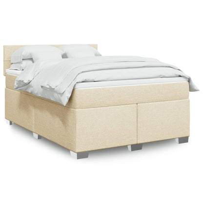 Boxspringbett mit Matratze Creme 160x200 cm Stoff