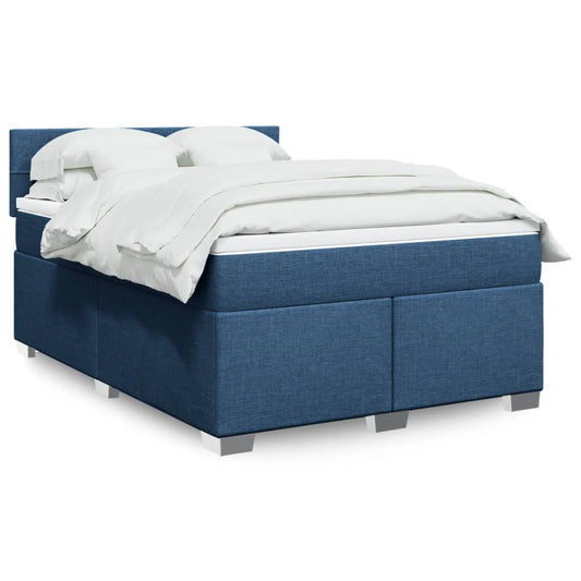 Boxspringbett mit Matratze Blau 160x200 cm Stoff