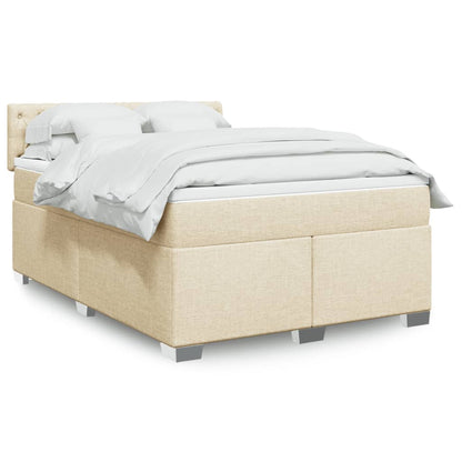 Boxspringbett mit Matratze Creme 160x200 cm Stoff