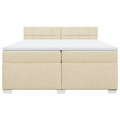 Boxspringbett mit Matratze Creme 200x200 cm Stoff