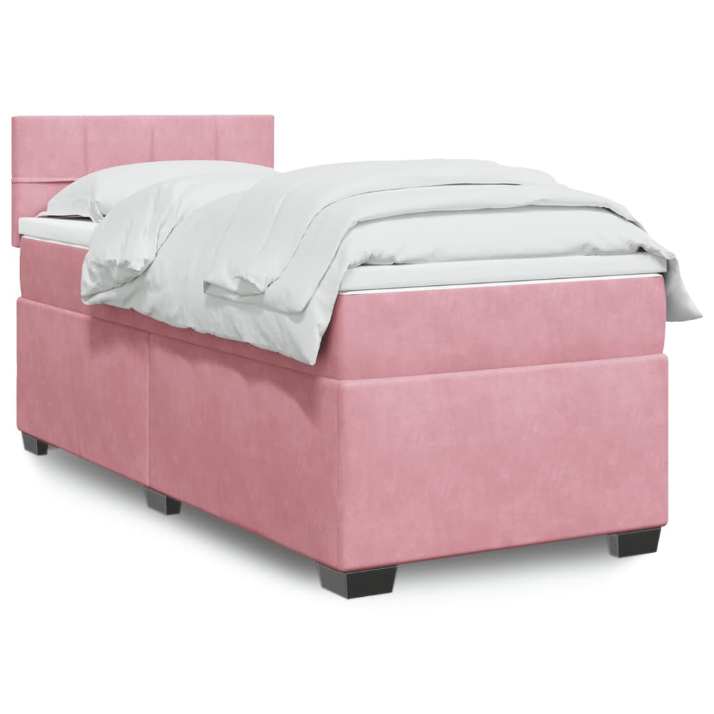 Boxspringbett mit Matratze Rosa 90x190 cm Samt