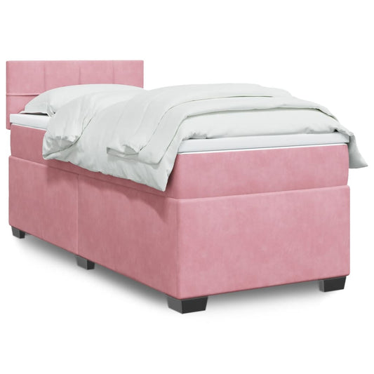 Boxspringbett mit Matratze Rosa 90x200 cm Samt