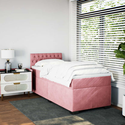 Boxspringbett mit Matratze Rosa 100x200 cm Samt