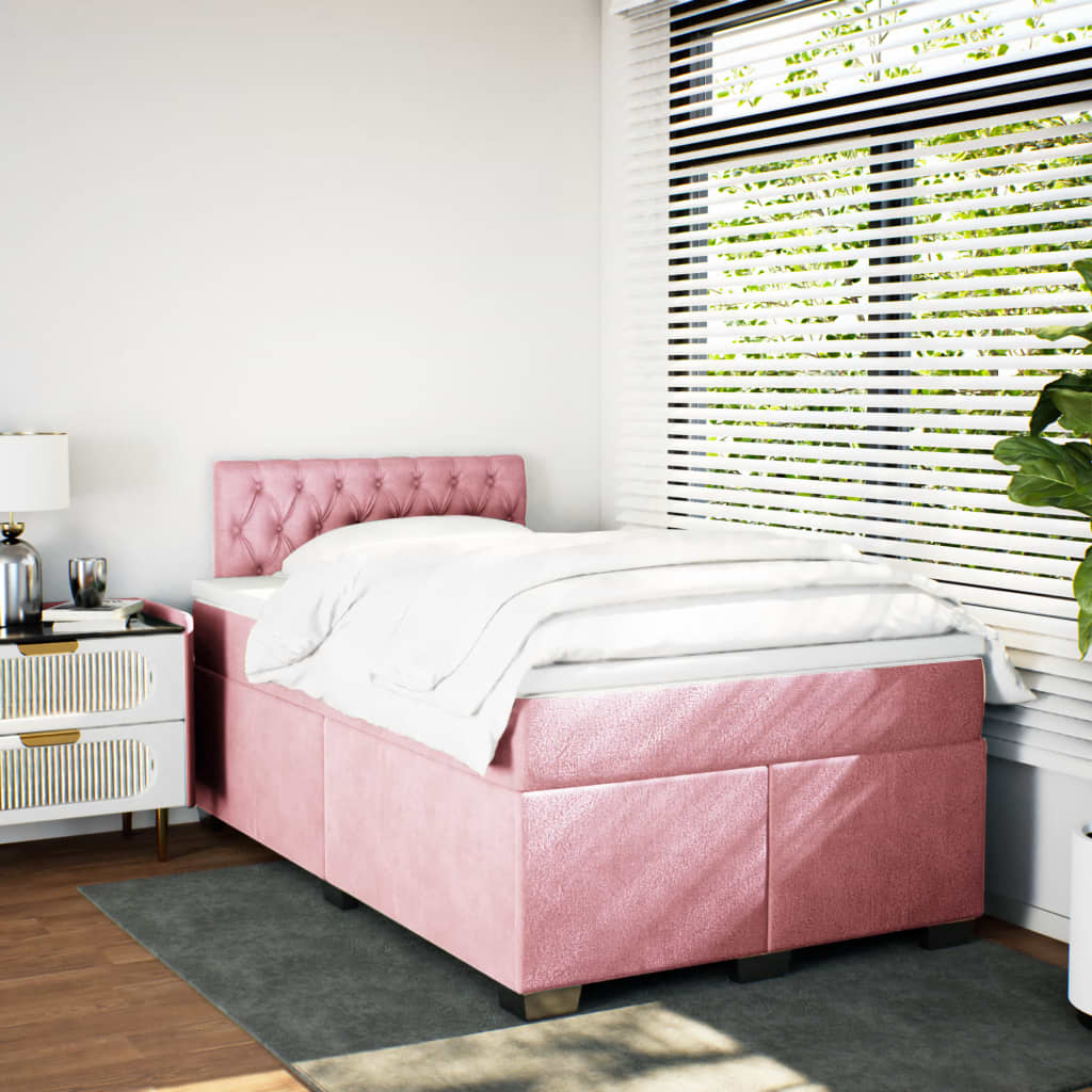 Boxspringbett mit Matratze Rosa 120x190 cm Samt