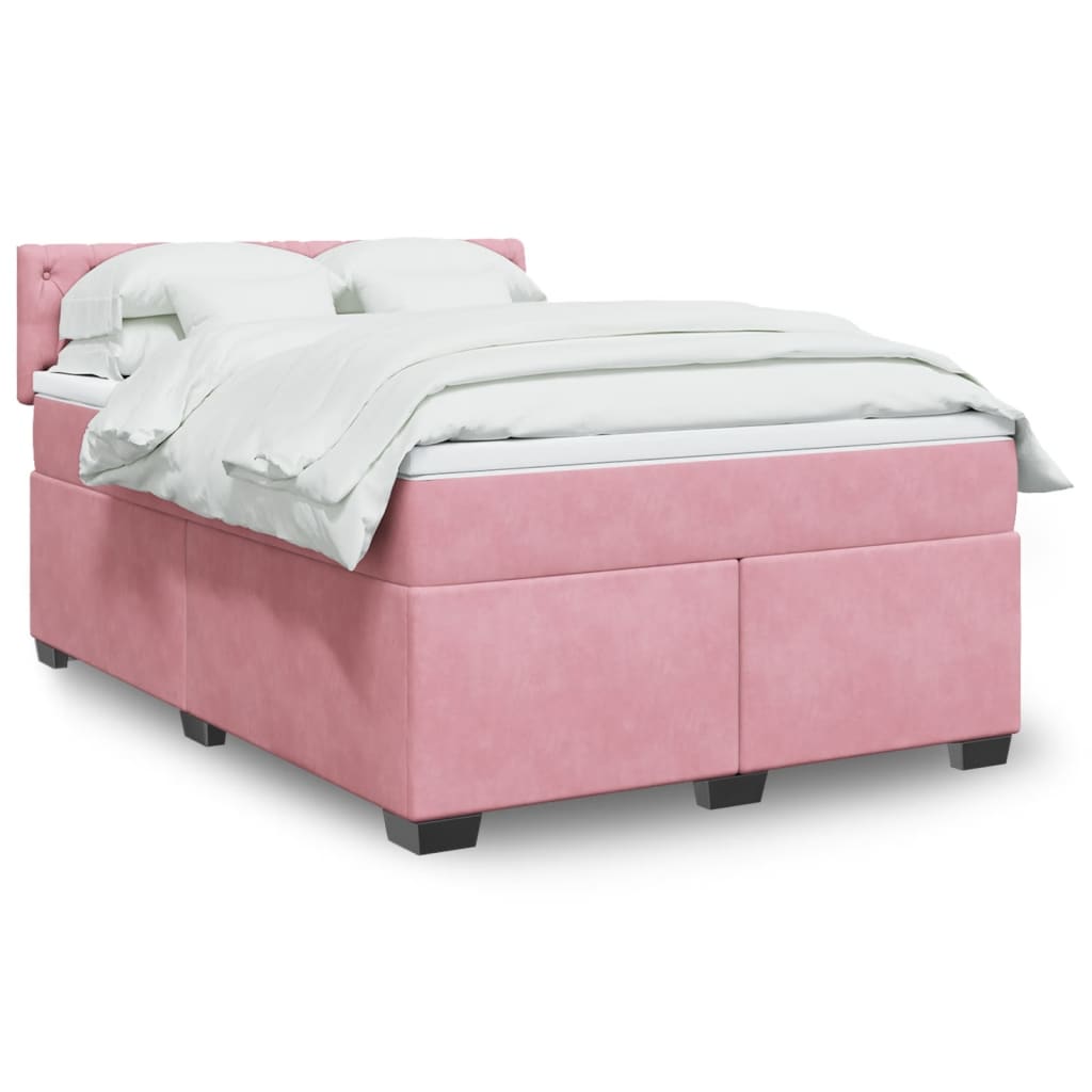 Boxspringbett mit Matratze Rosa 160x200 cm Samt