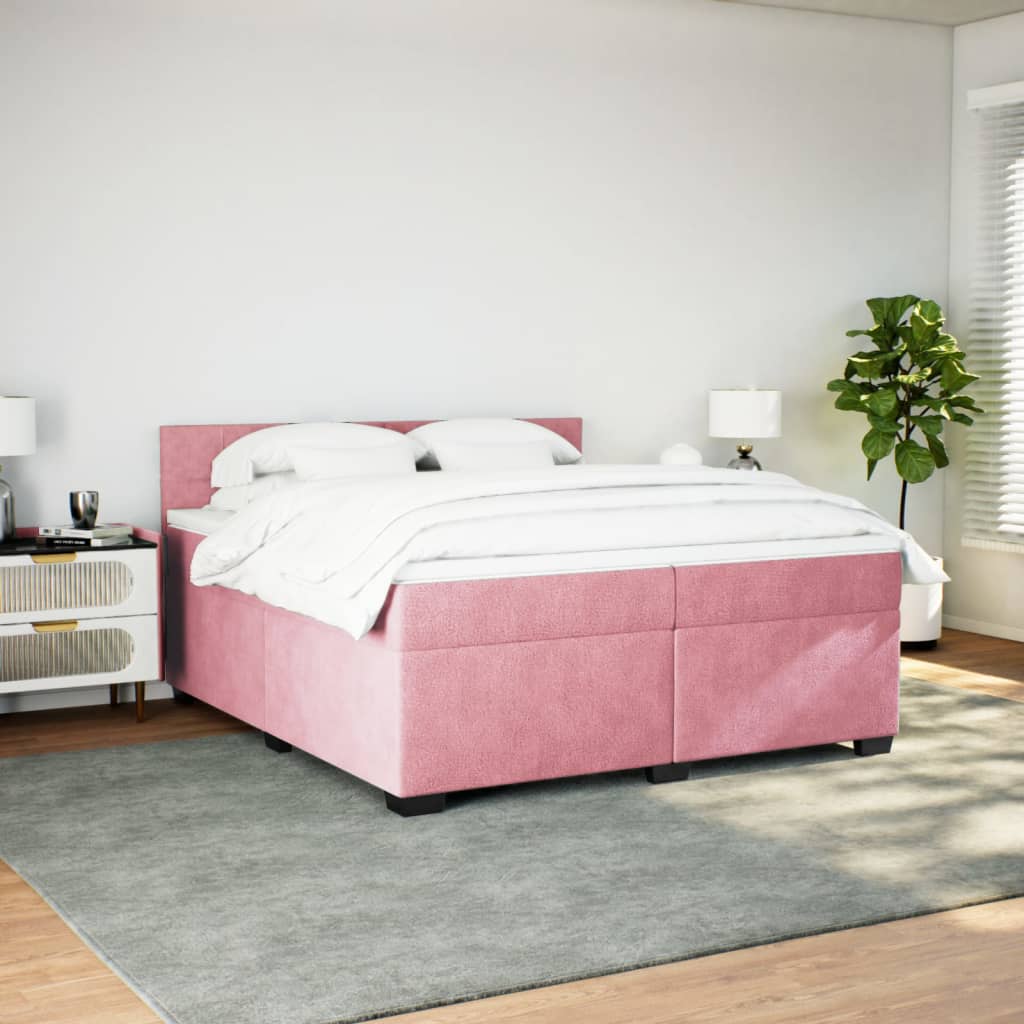 Boxspringbett mit Matratze Rosa 200x200 cm Samt