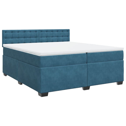 Boxspringbett mit Matratze Blau 200x200 cm Samt