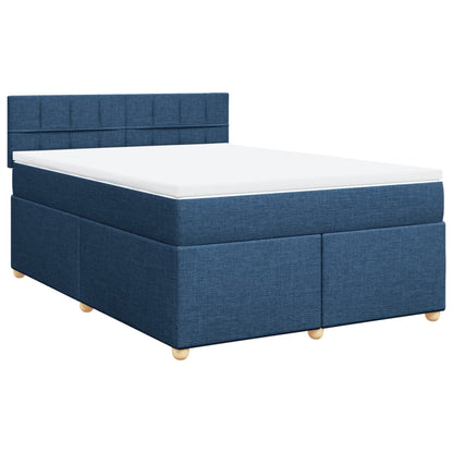 Boxspringbett mit Matratze Blau 160x200 cm Stoff