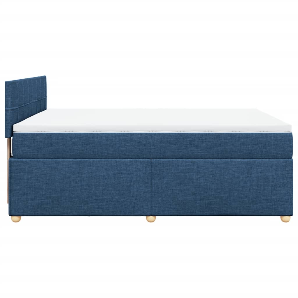 Boxspringbett mit Matratze Blau 160x200 cm Stoff